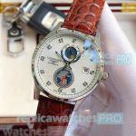 Hot Sale Replica Longines White Dial Brown Leather Strap Automatic Watch